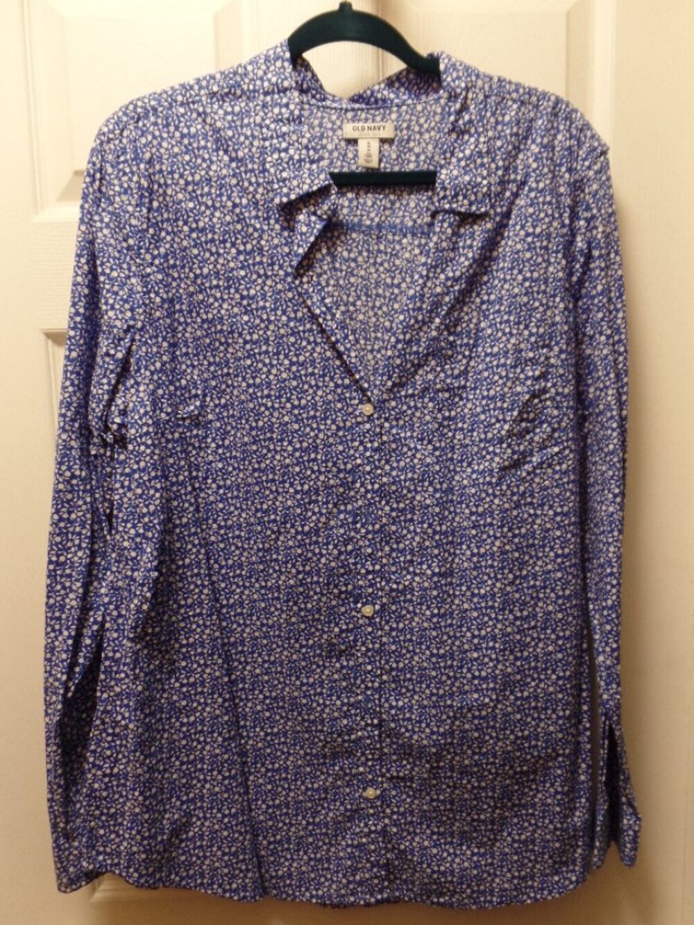 *NWT* Old Navy XL TALL 18 20 Blue White Floral Cotton Button Front Shirt Preppy